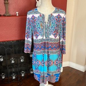 Sandra Darren Turquoise print dress